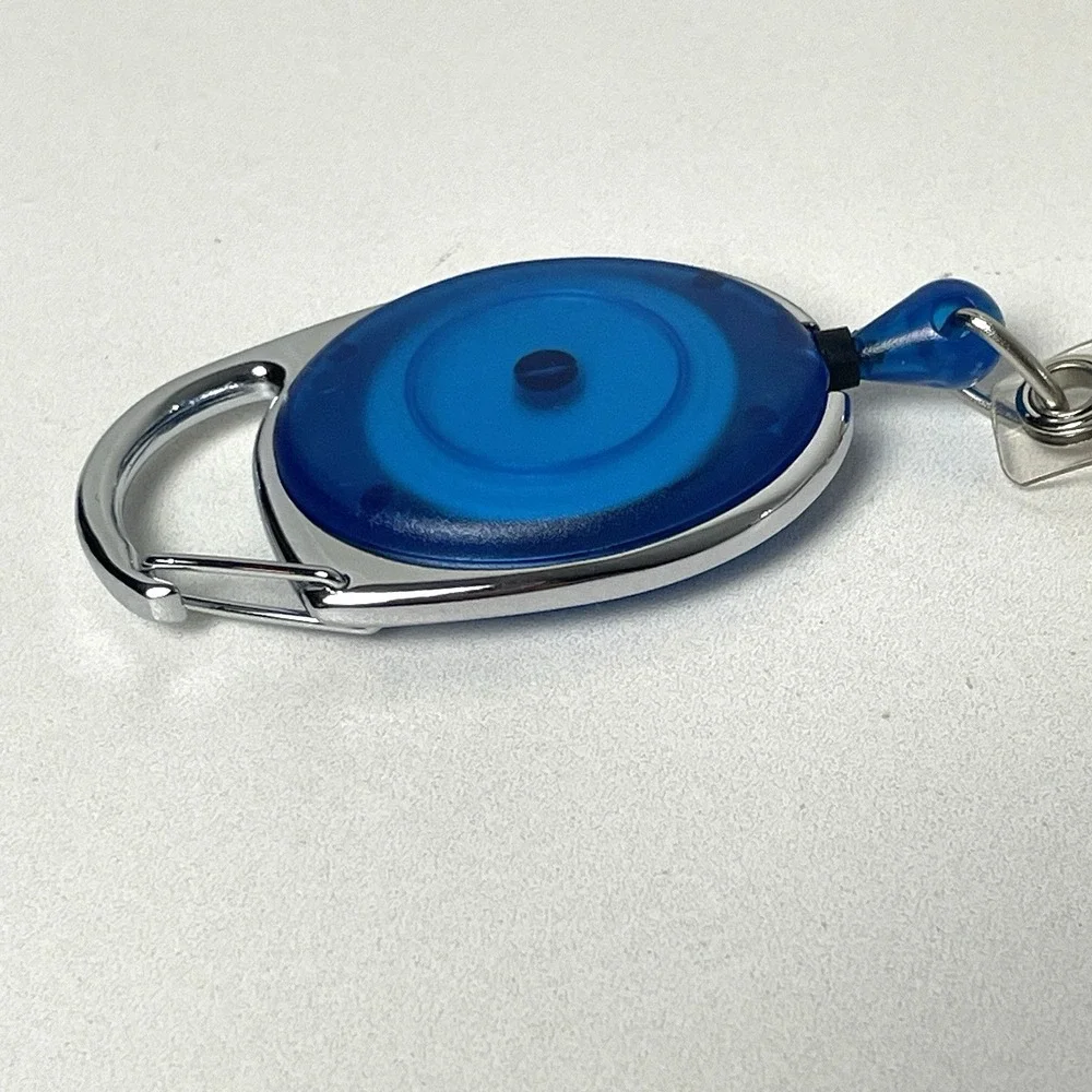 25 Pack Premium Retractable Reel Carabiner Badge ID Holder Blue Silver